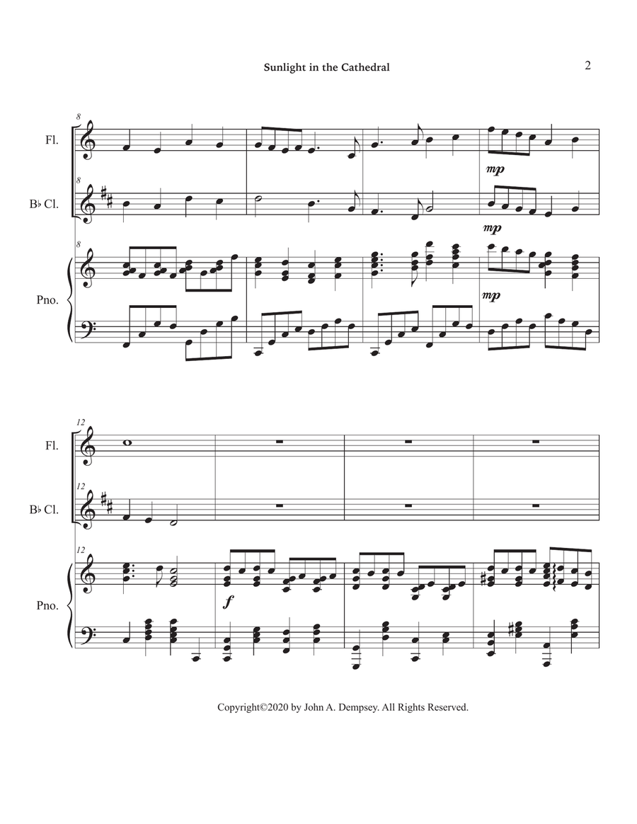 Sunlight in the Cathedral (Mountain Prelude): Trio for Flute, Clarinet and Piano Small Ensemble scores gallery preview page 6