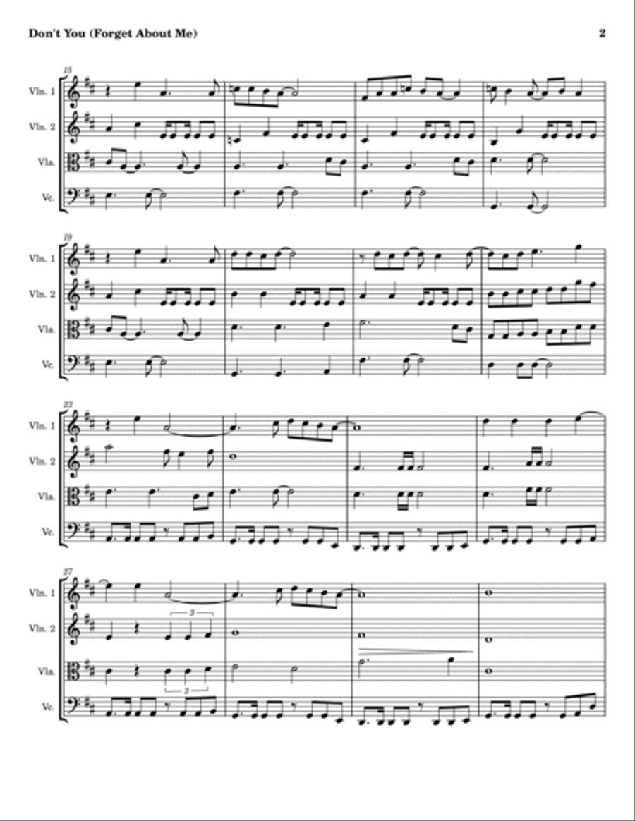 Don't You (forget About Me) String Quartet scores gallery preview page 2