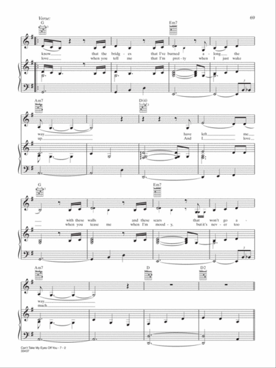 Can't Take My Eyes Off You Piano, Vocal, Guitar scores gallery preview page 2