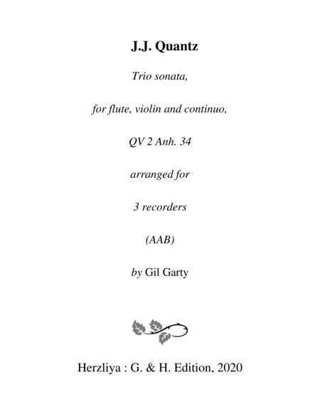 Trio sonata QV 2 Anh. 34 (arrangement for 3 recorders)