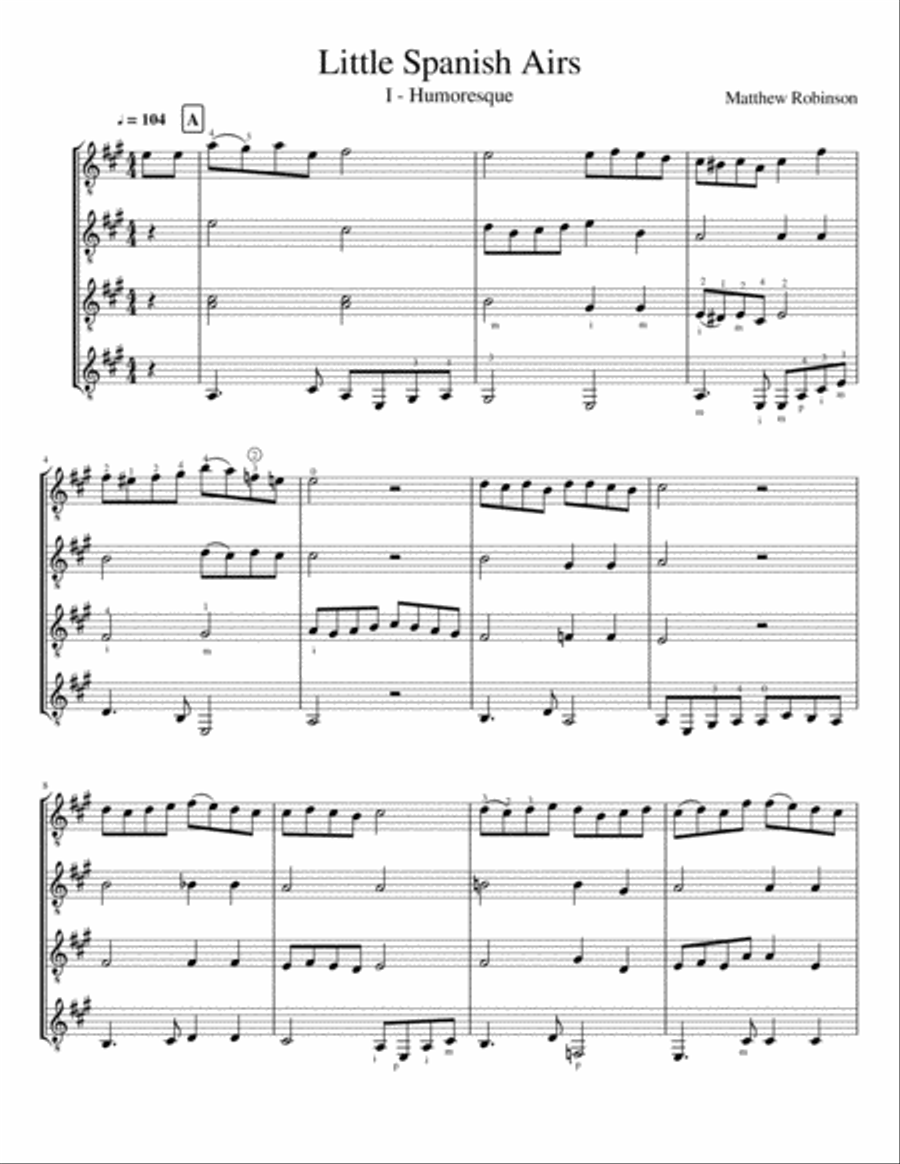 Little Spanish Airs Guitar Ensemble scores gallery preview page 1