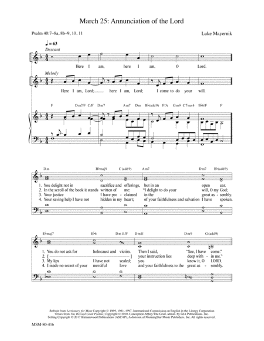 March 25: Annunciation of the Lord 4-Part scores gallery preview page 1