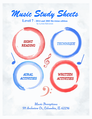 Book cover for Music Study Sheets Level 7 2014 and 2003 Revision Edition