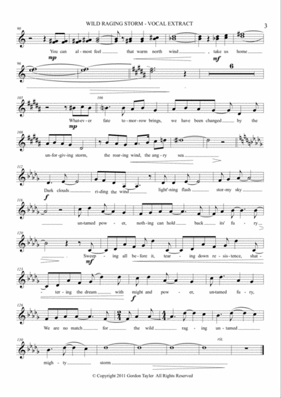 Wild Raging Storm Piano, Vocal, Guitar scores gallery preview page 3