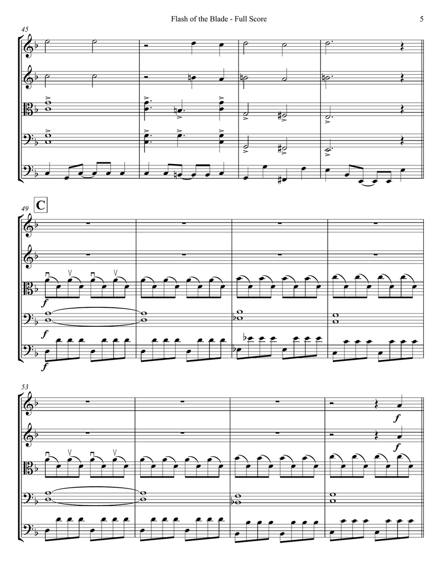 Flash Of The Blade String Orchestra scores gallery preview page 5