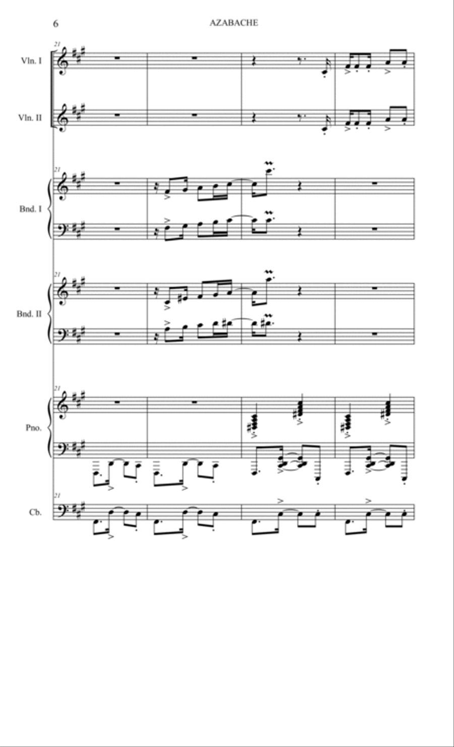 Azabache (Tango - Milonga/Candombe) for tango sextet - full score Score scores gallery preview page 6