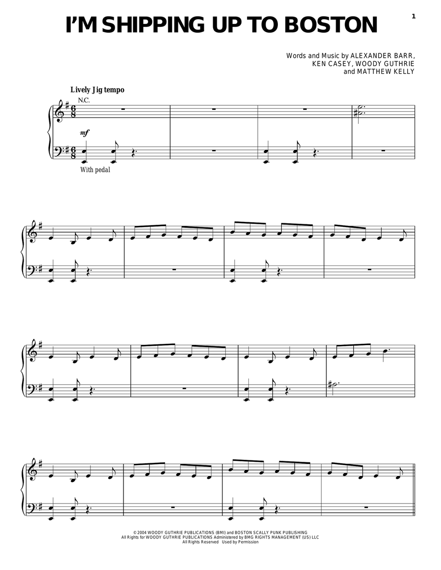 I'm Shipping Up To Boston Piano, Vocal, Guitar scores gallery preview page 1