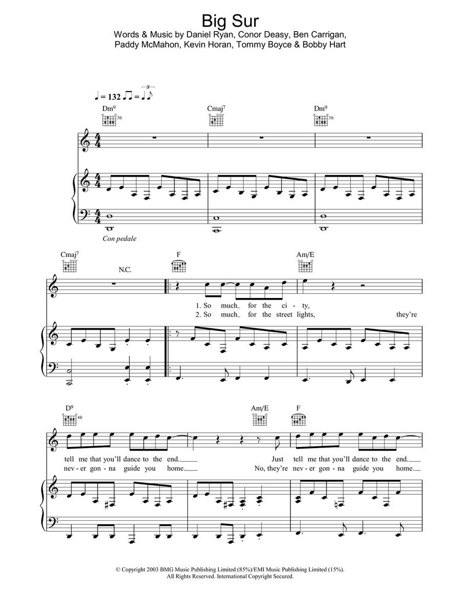 Big Sur Piano, Vocal, Guitar scores gallery preview page 1