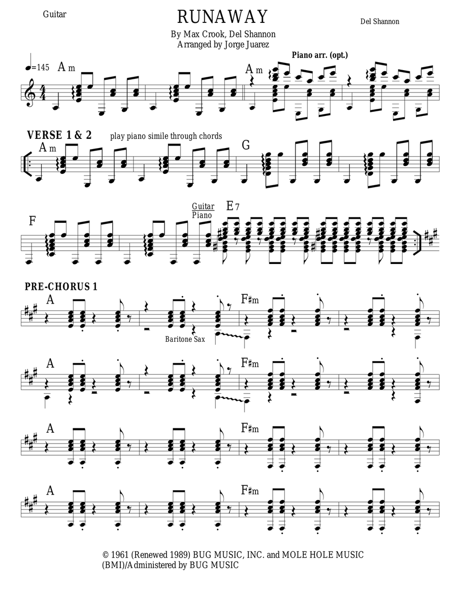 Runaway Guitar Solo scores gallery preview page 1