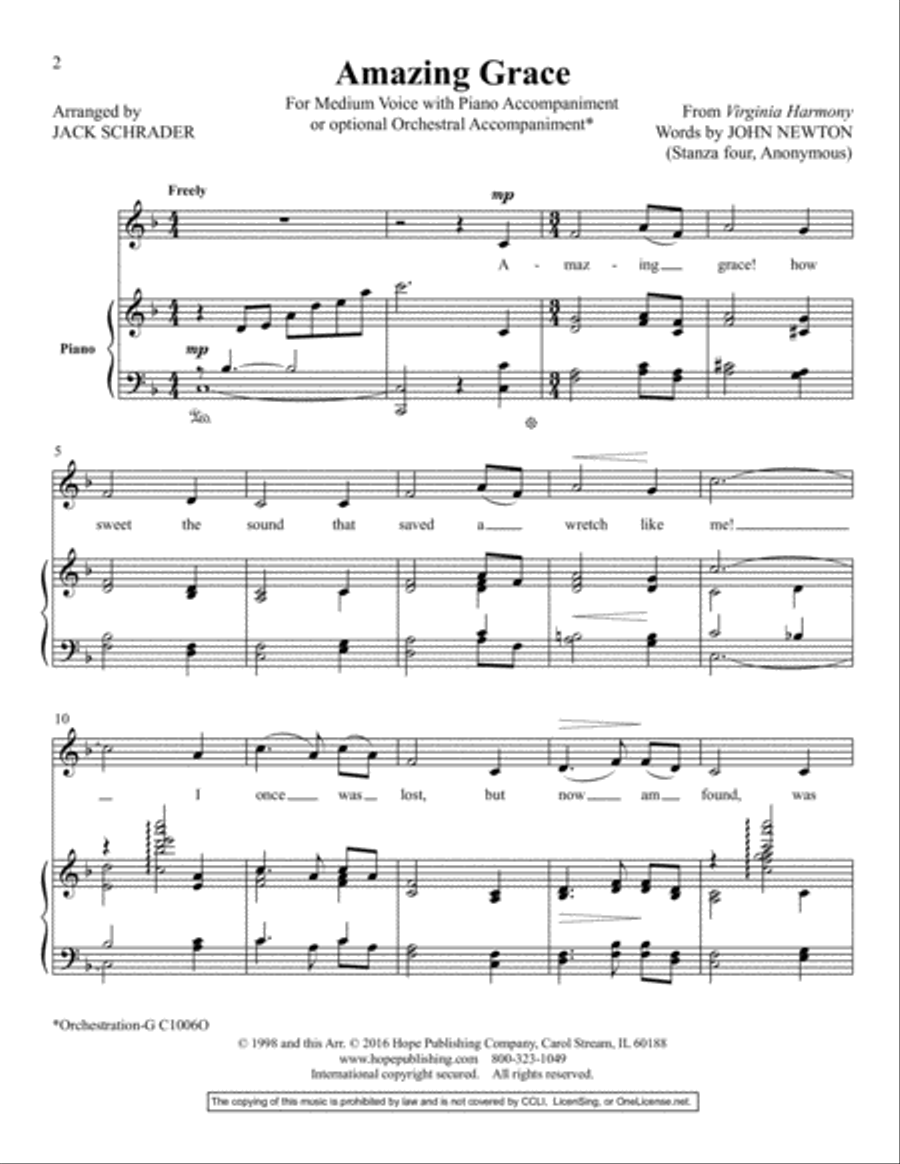 Amazing Grace Voice Solo scores gallery preview page 2