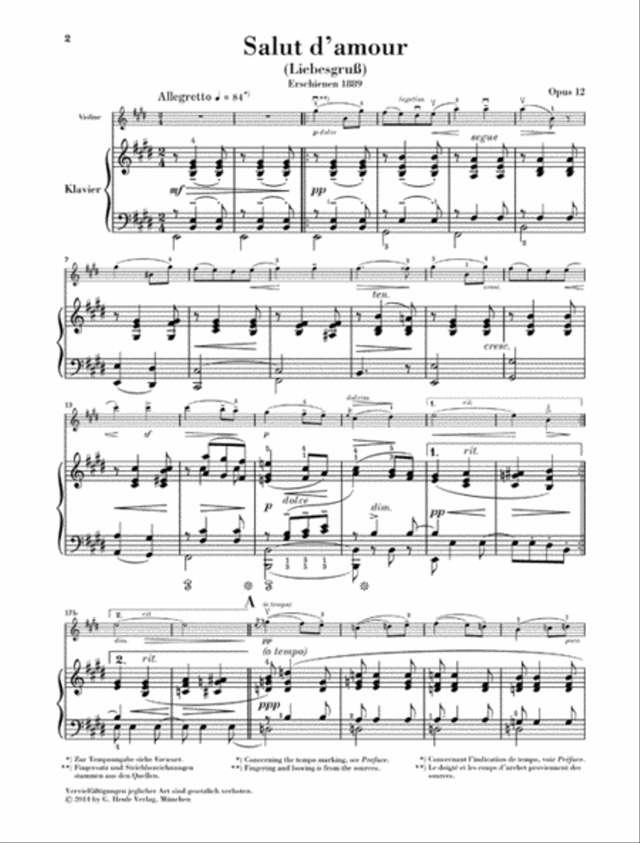 Salut d'amour, Op. 12 Violin Solo scores gallery preview page 2