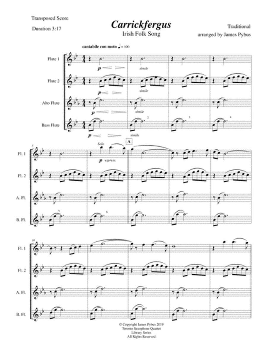 Carrickfergus (SSAB or SSSB Flute Quartet version) image number null