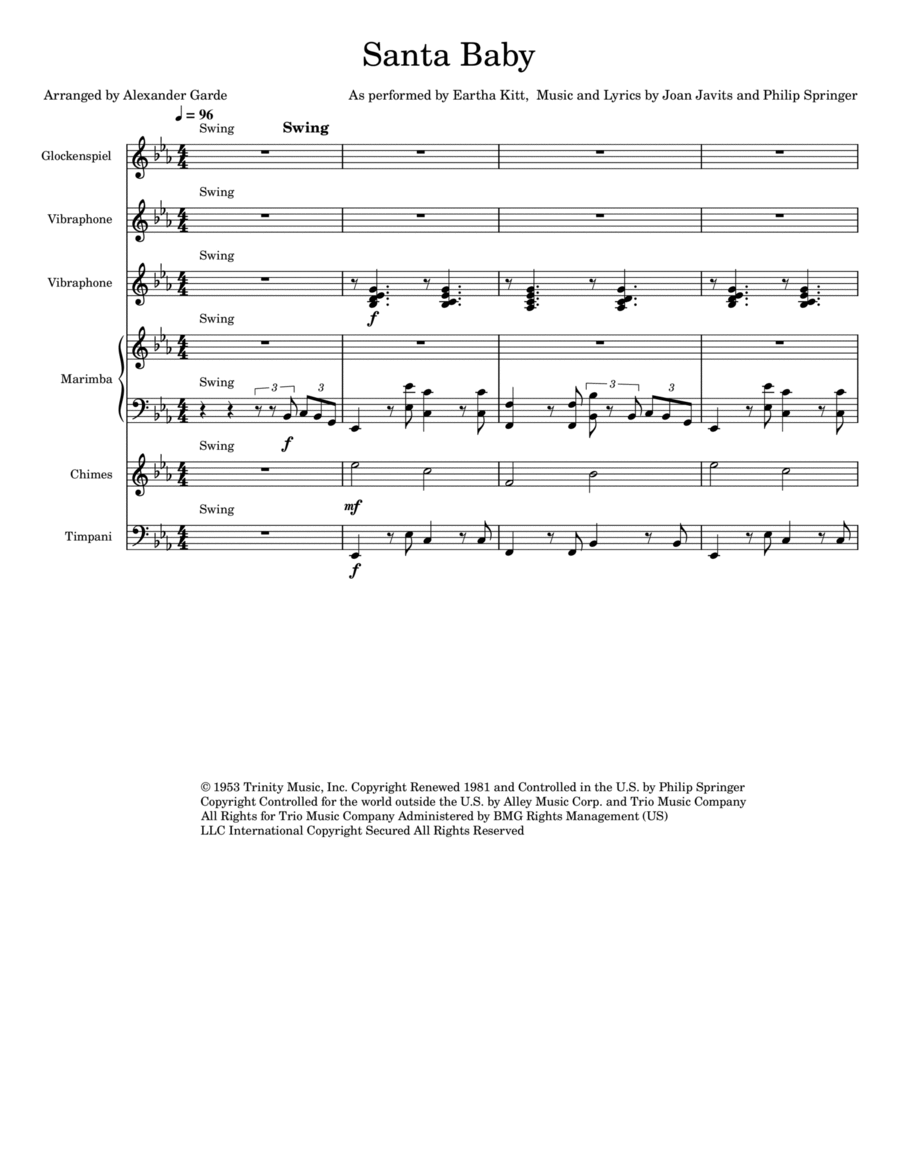 Santa Baby Chamber Music scores gallery preview page 1