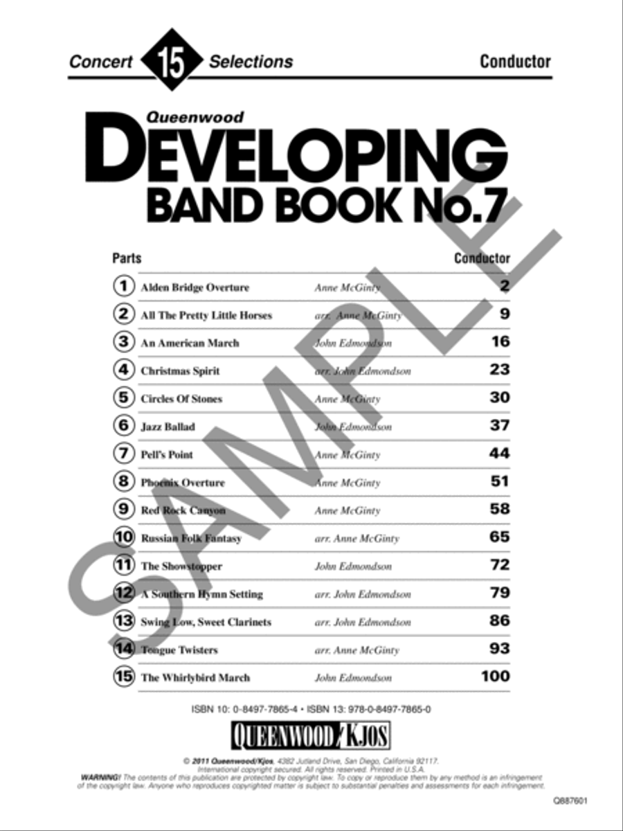 Developing Band Book No. 7 - Conductor Score/CD Concert Band Methods scores gallery preview page 2
