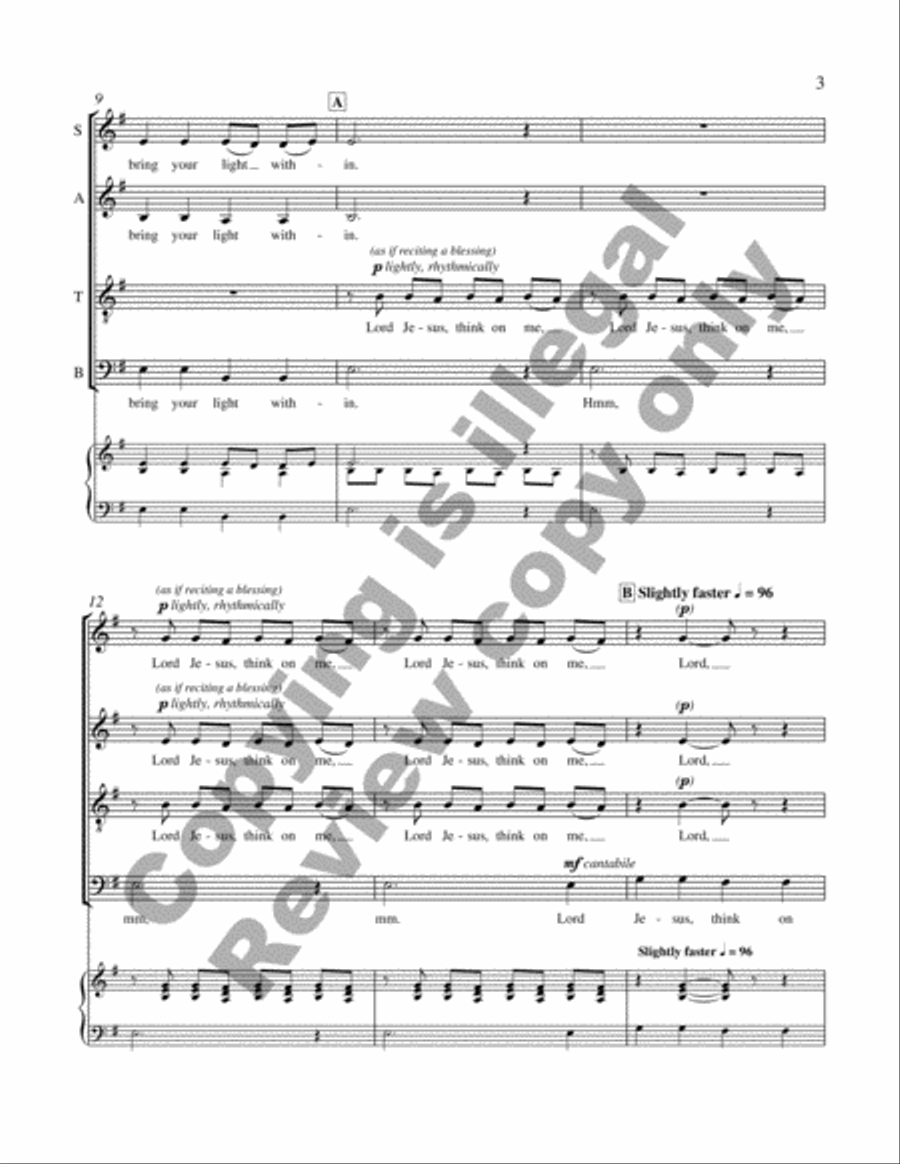 Eternal Brightness: 2. Lord Jesus, Think On Me 4-Part scores gallery preview page 3