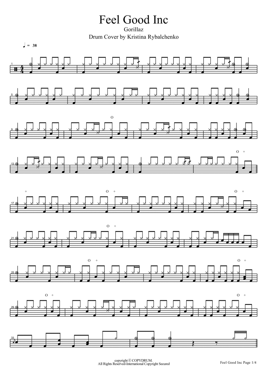 Feel Good Inc Drum Set scores gallery preview page 1