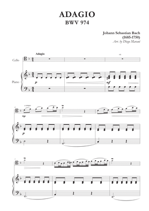 Book cover for Adagio from BWV 974 for Cello and Piano