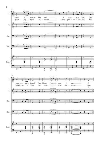Amazing Grace (for Choral - TTBB with Easy Piano) image number null