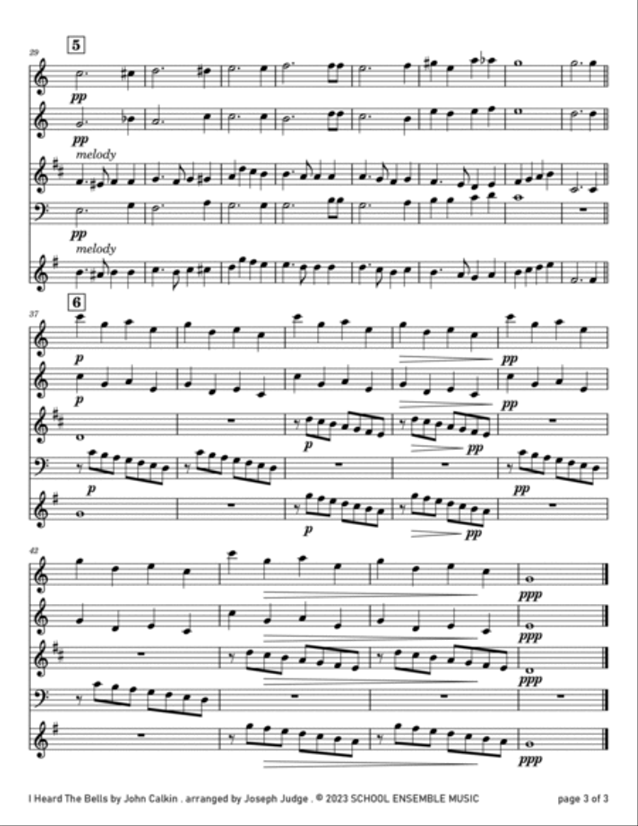 I Heard The Bells for Woodwind Quartet in Schools Woodwind Quartet scores gallery preview page 3