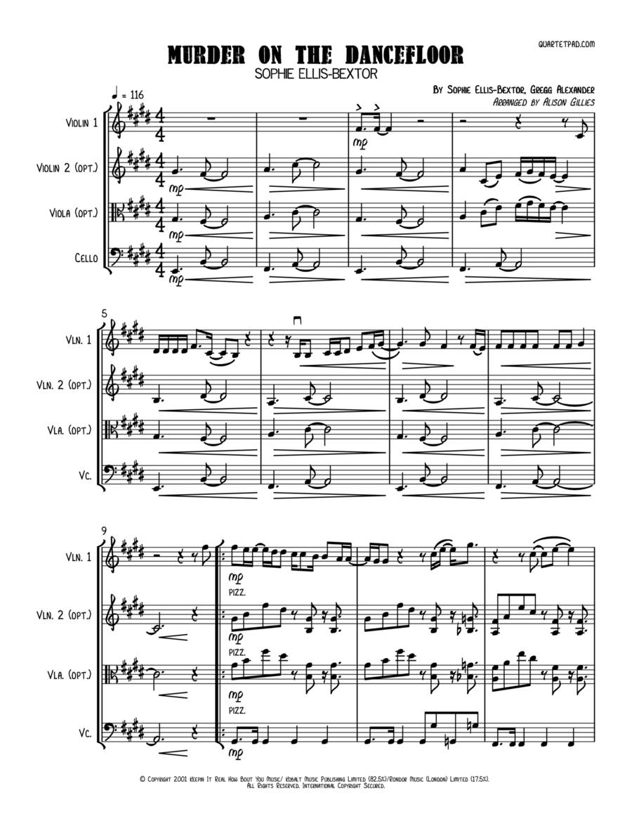 Murder On The Dancefloor String Trio scores gallery preview page 1