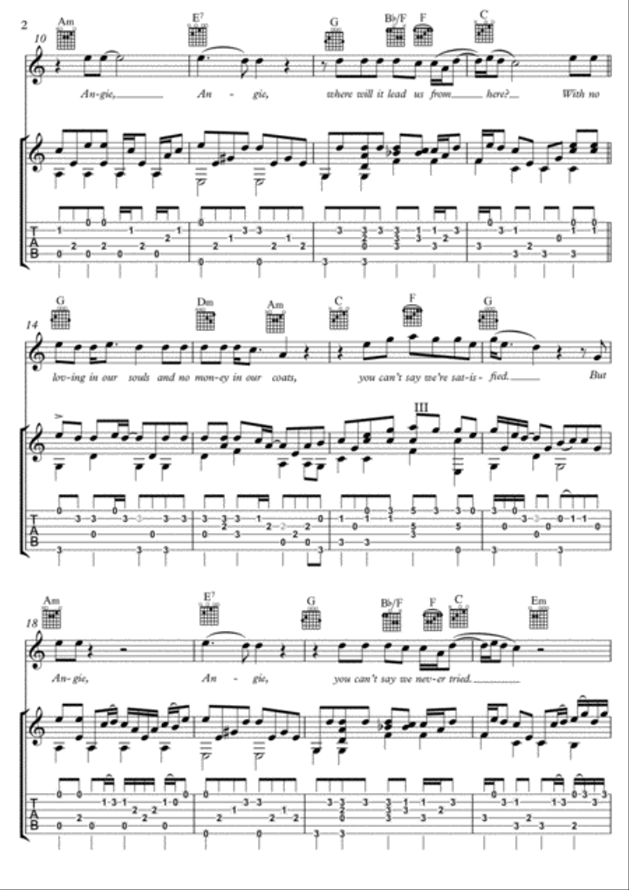 Angie Guitar Tablature scores gallery preview page 2