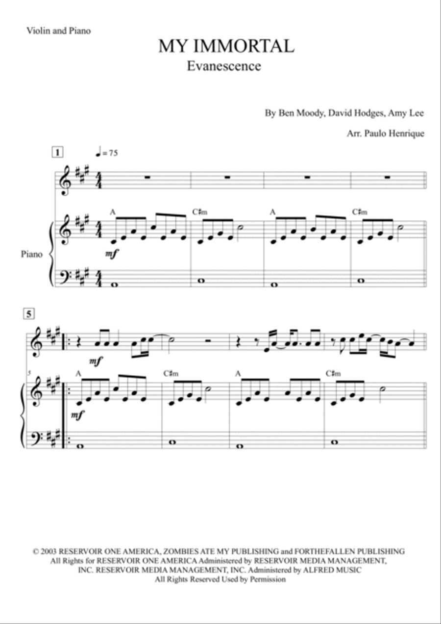 My Immortal My Immortal Violin Solo scores gallery preview page 2