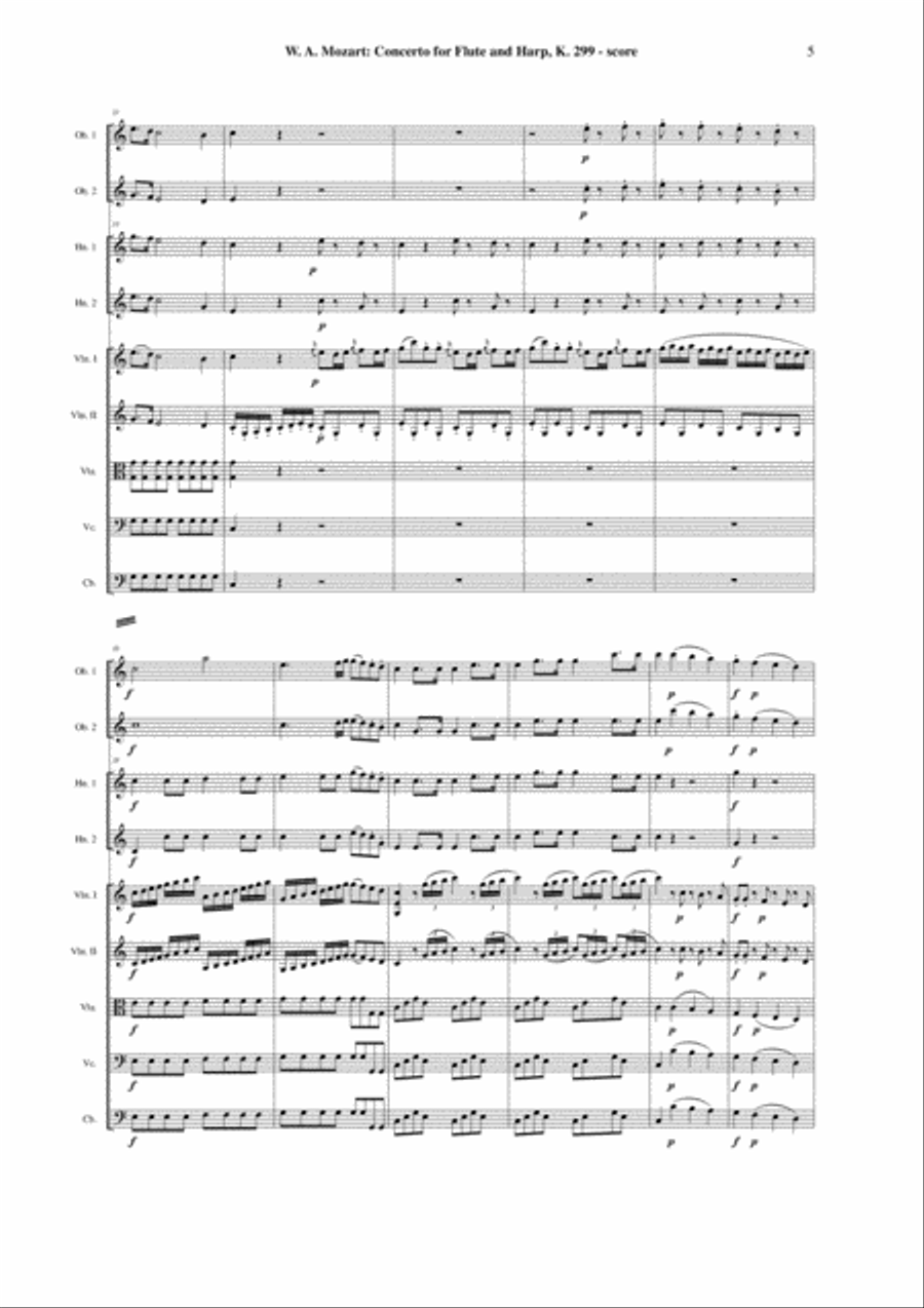 Wolfgang Amadeus Mozart: Concerto for flute and harp, K. 299, full score Chamber Orchestra scores gallery preview page 5