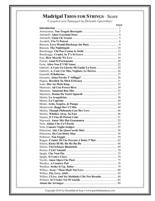 Madrigal Trios for Strings - Score
