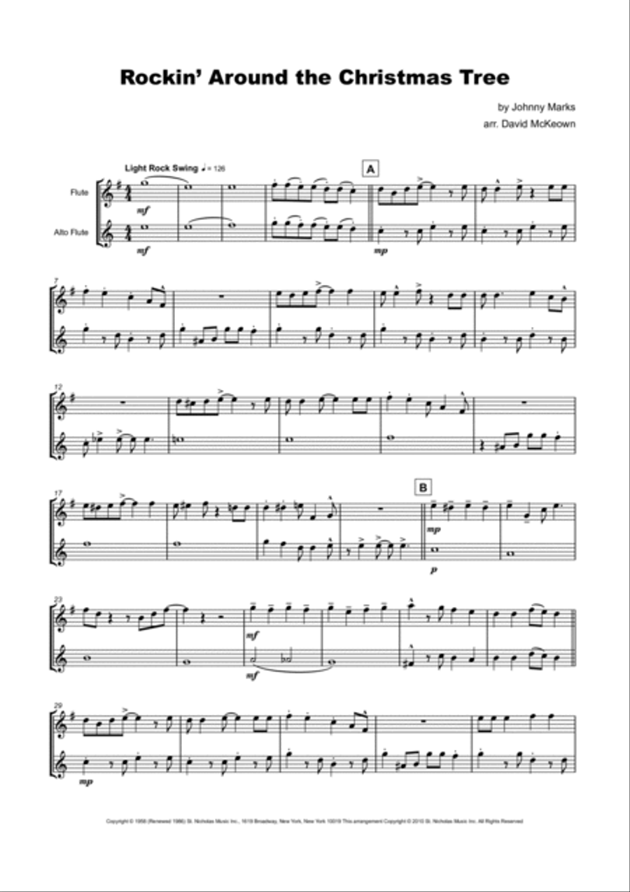 Rockin' Around The Christmas Tree Flute Duet scores gallery preview page 2
