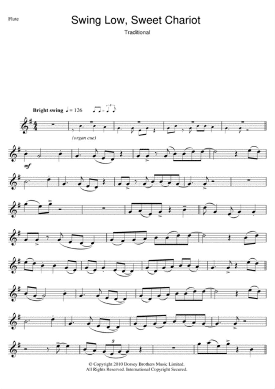 Swing Low, Sweet Chariot Flute Solo scores gallery preview page 1