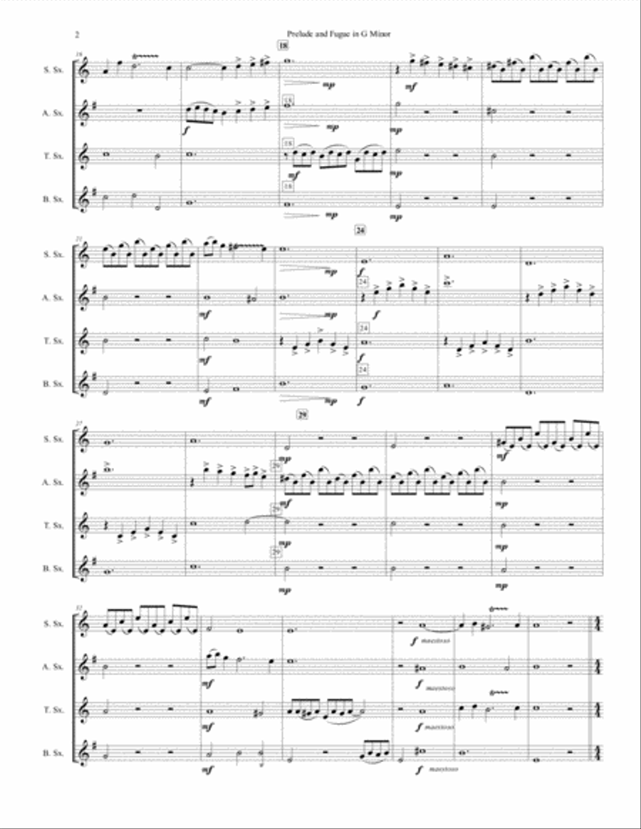 Prelude and Fugue in G Minor Woodwind Quartet scores gallery preview page 2