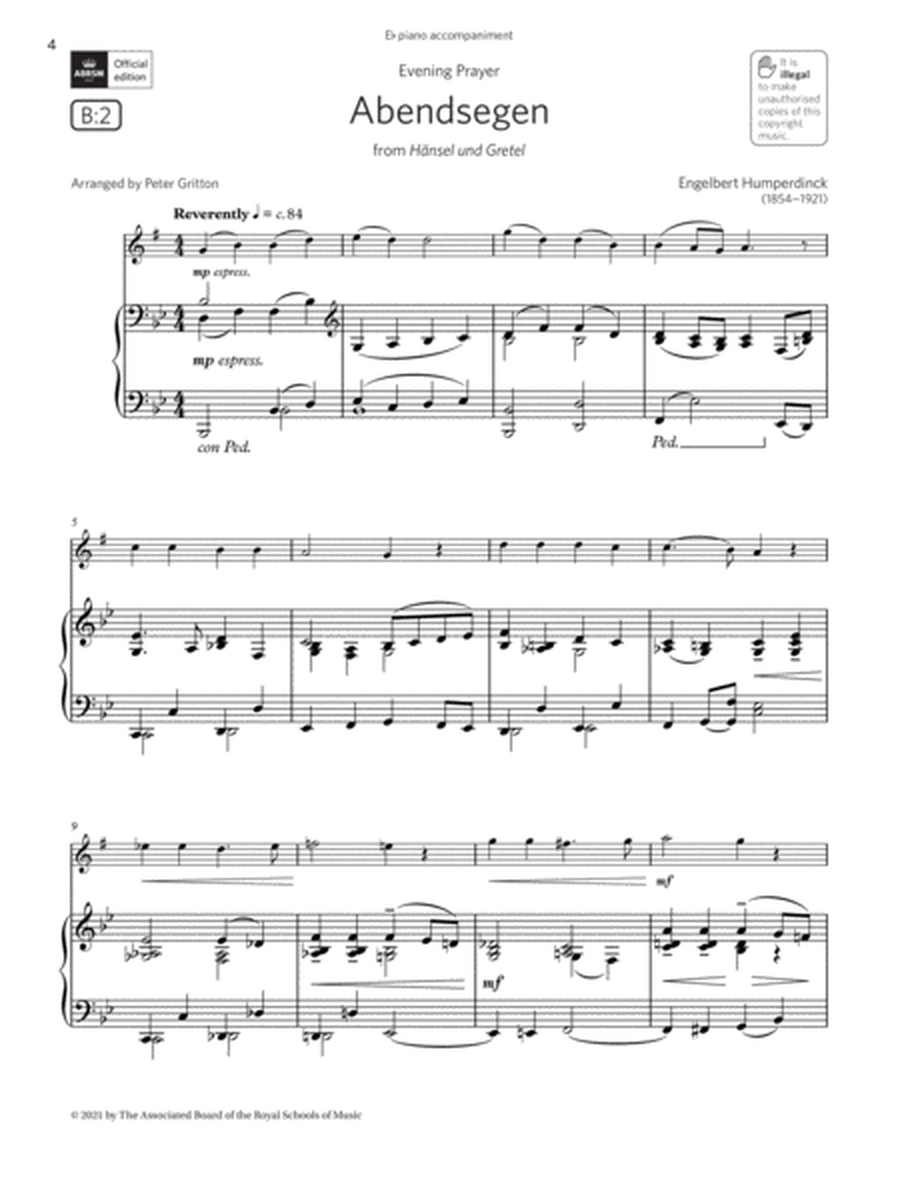 Abendsegen (from Hänsel und Gretel) (Grade 2 List B2 from the ABRSM Saxophone syllabus from 2022)