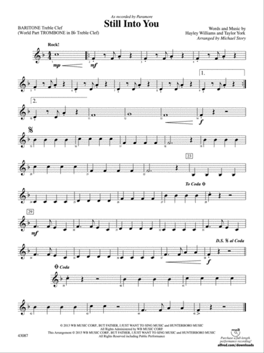 Still Into You: Baritone T.C. Concert Band scores gallery preview page 1