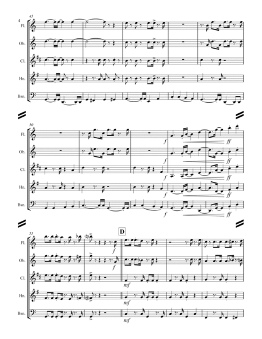 The Mexican Shuffle Woodwind Quintet scores gallery preview page 5