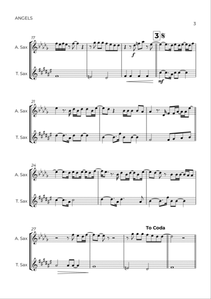 Angels Angels Tenor Saxophone scores gallery preview page 3