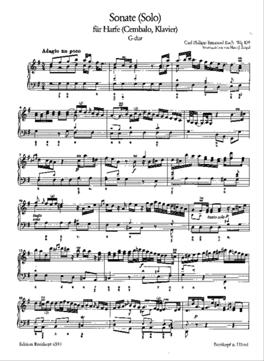 Sonata (Solo) in G major Wq 139 Piano Solo scores gallery preview page 2