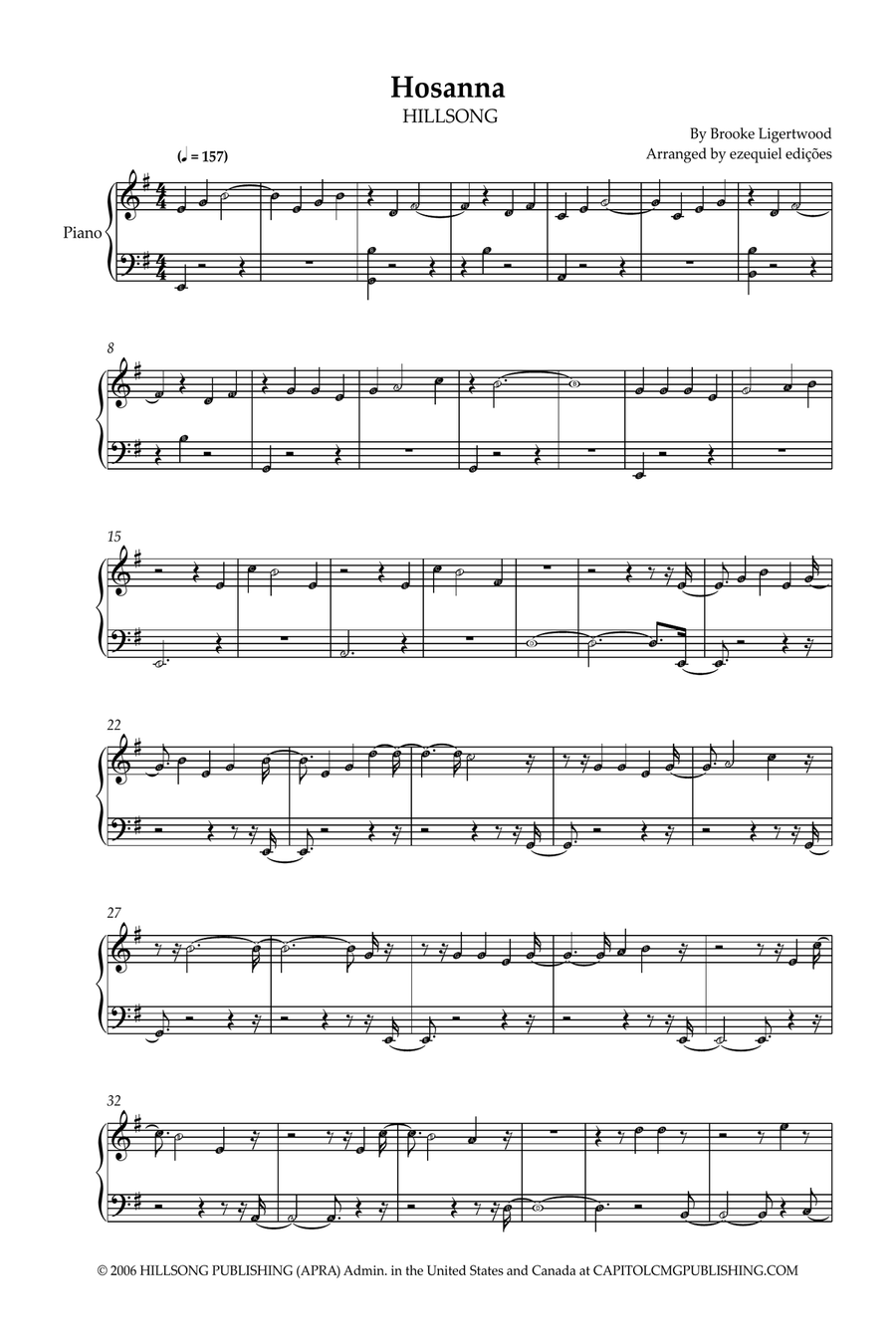 Hosanna Easy Piano scores gallery preview page 1