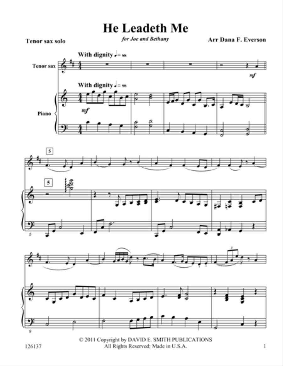 He Leadeth Me He Leadeth Me Tenor Saxophone scores gallery preview page 1