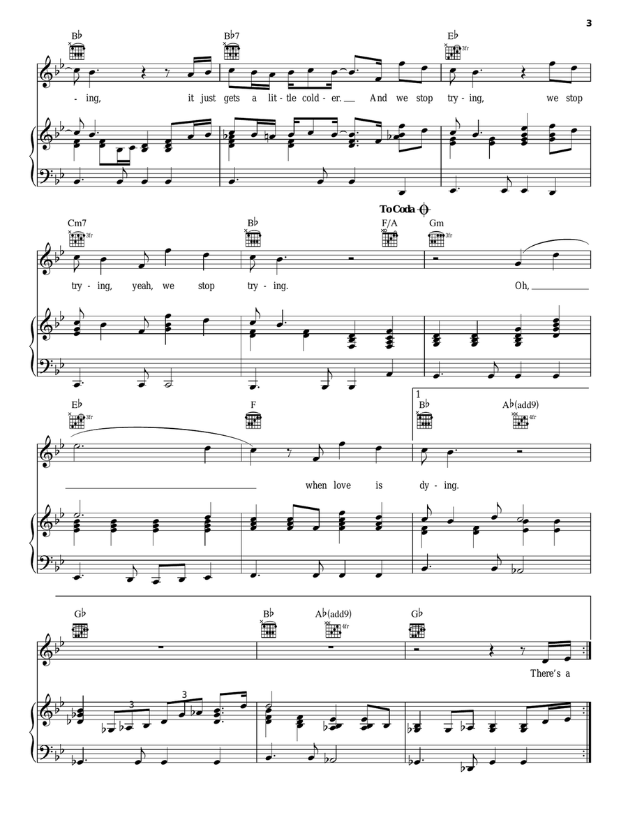 When Love Is Dying Piano, Vocal, Guitar scores gallery preview page 3