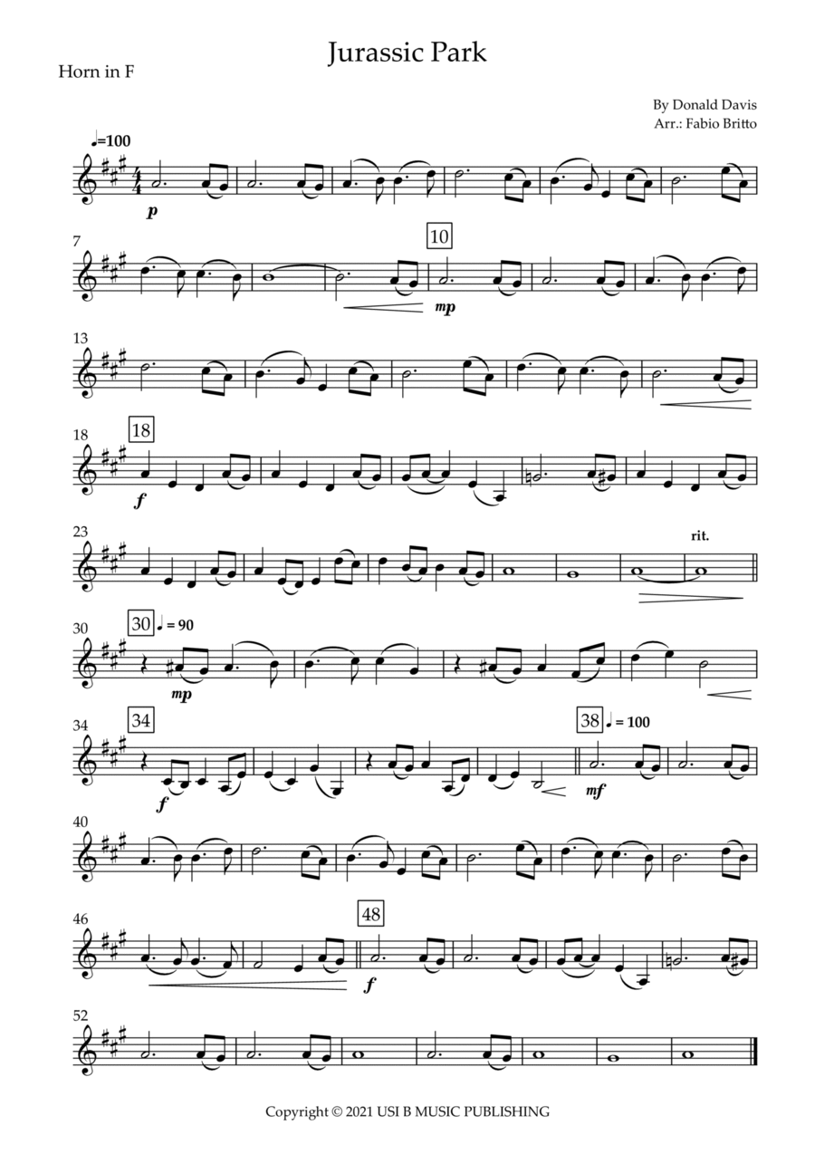Jurassic Park Iii Jurassic Park Iii Horn Solo scores gallery preview page 1