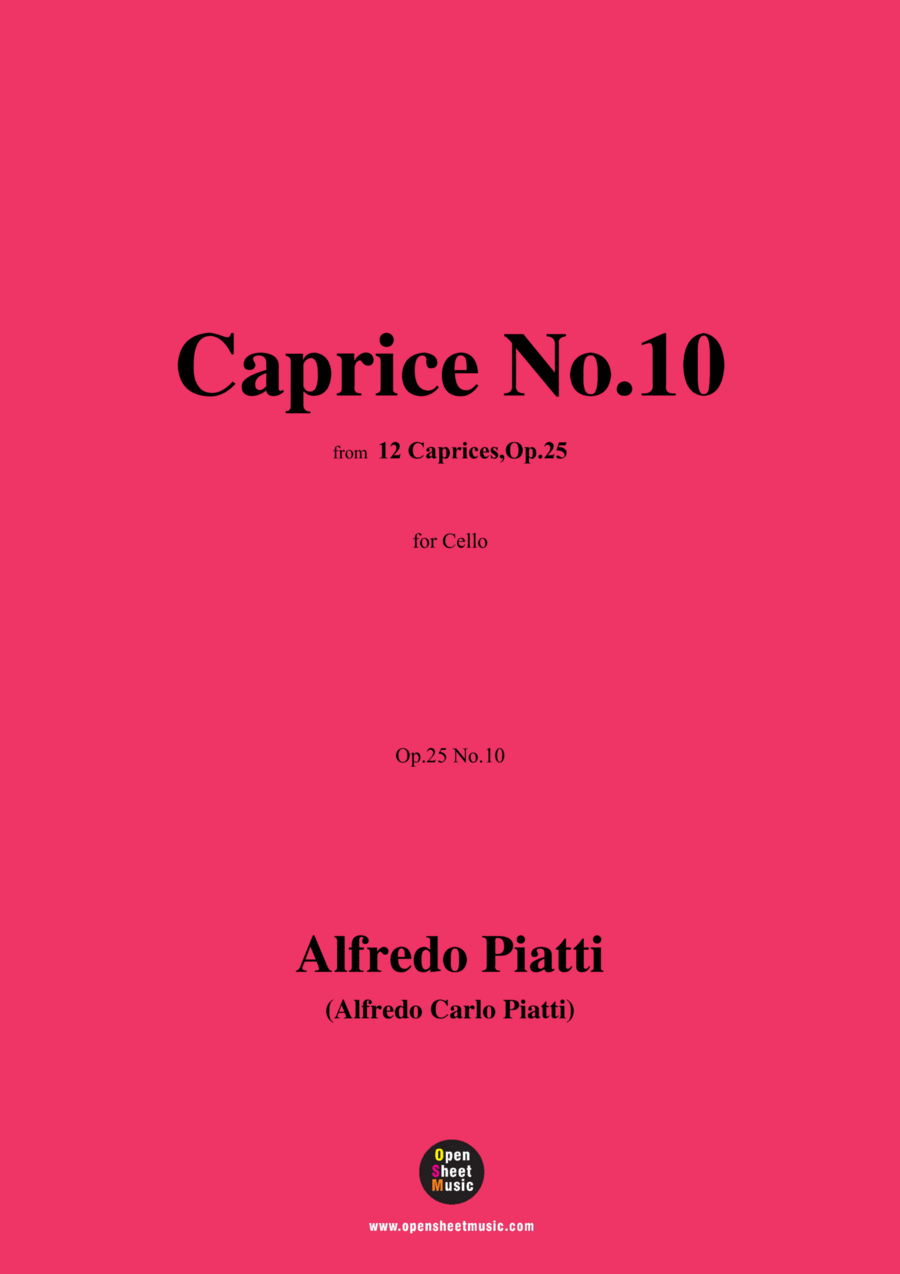 Alfredo Piatti-Caprice No.10,Op.25 No.10,for Solo Cello Cello Solo scores gallery preview page 1