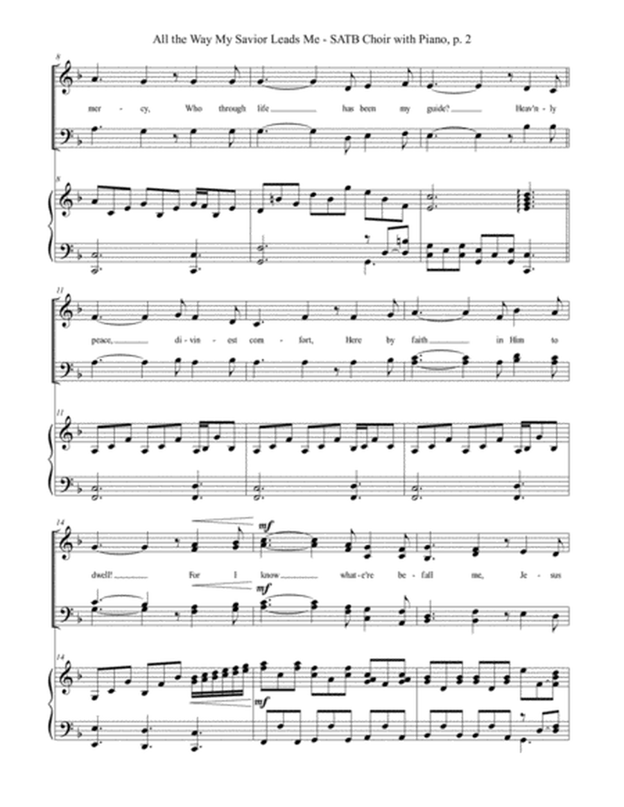 ALL THE WAY MY SAVIOR LEADS ME (SATB Choir with Piano - Octavo plus Choir Part included) image number null