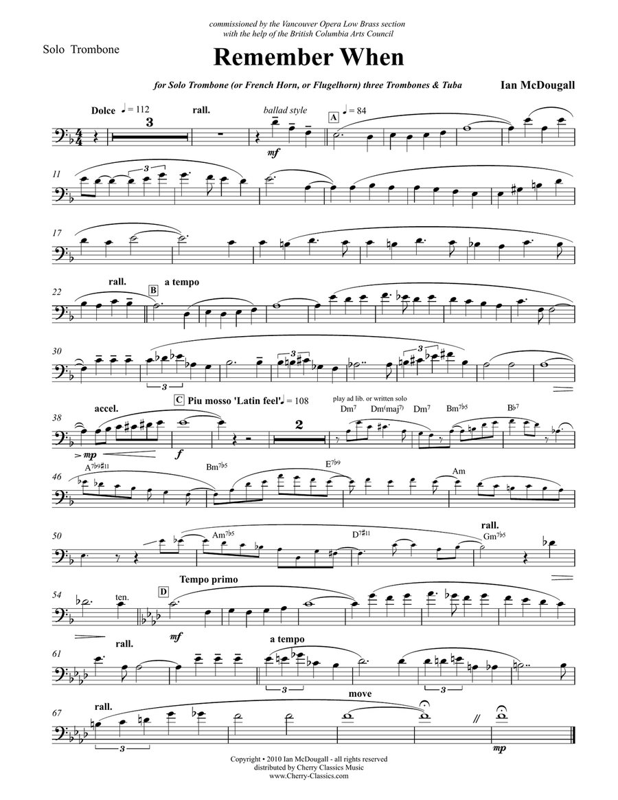 Remember When for Low Brass Ensemble Brass Ensemble scores gallery preview page 4