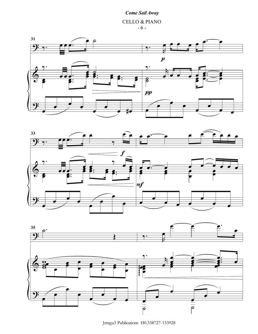 Come Sail Away Piano scores gallery preview page 6