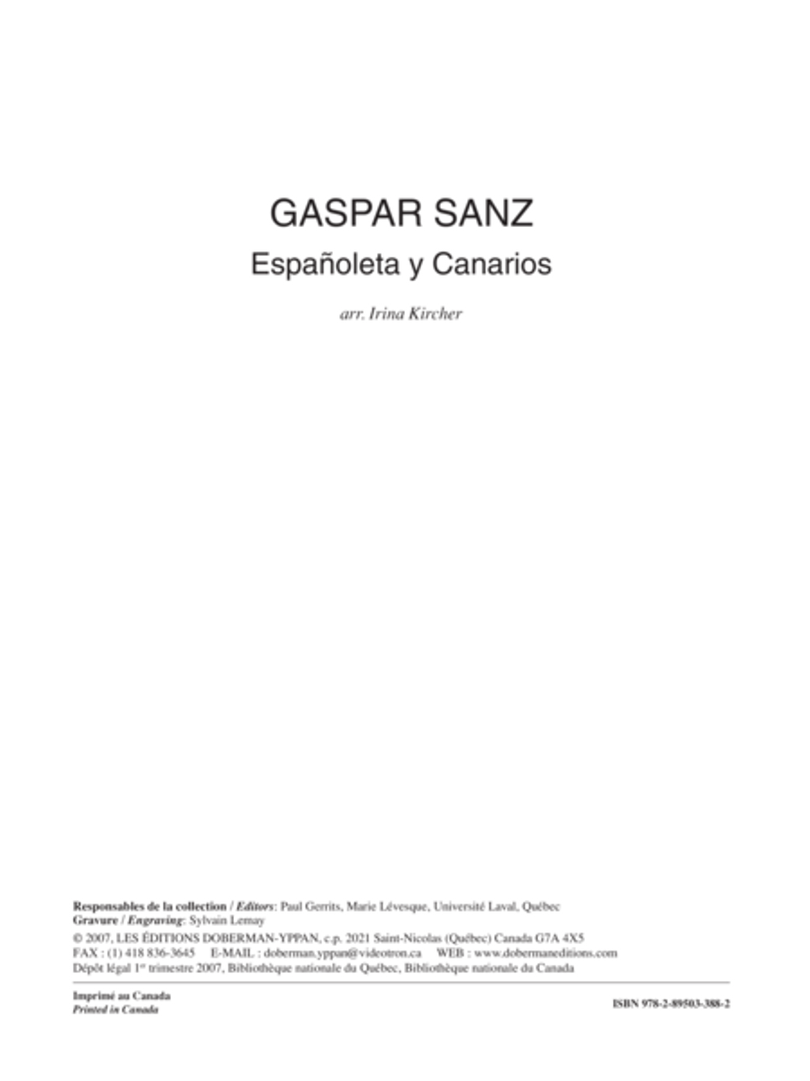 Espanoleta y Canarios Classical Guitar scores gallery preview page 1