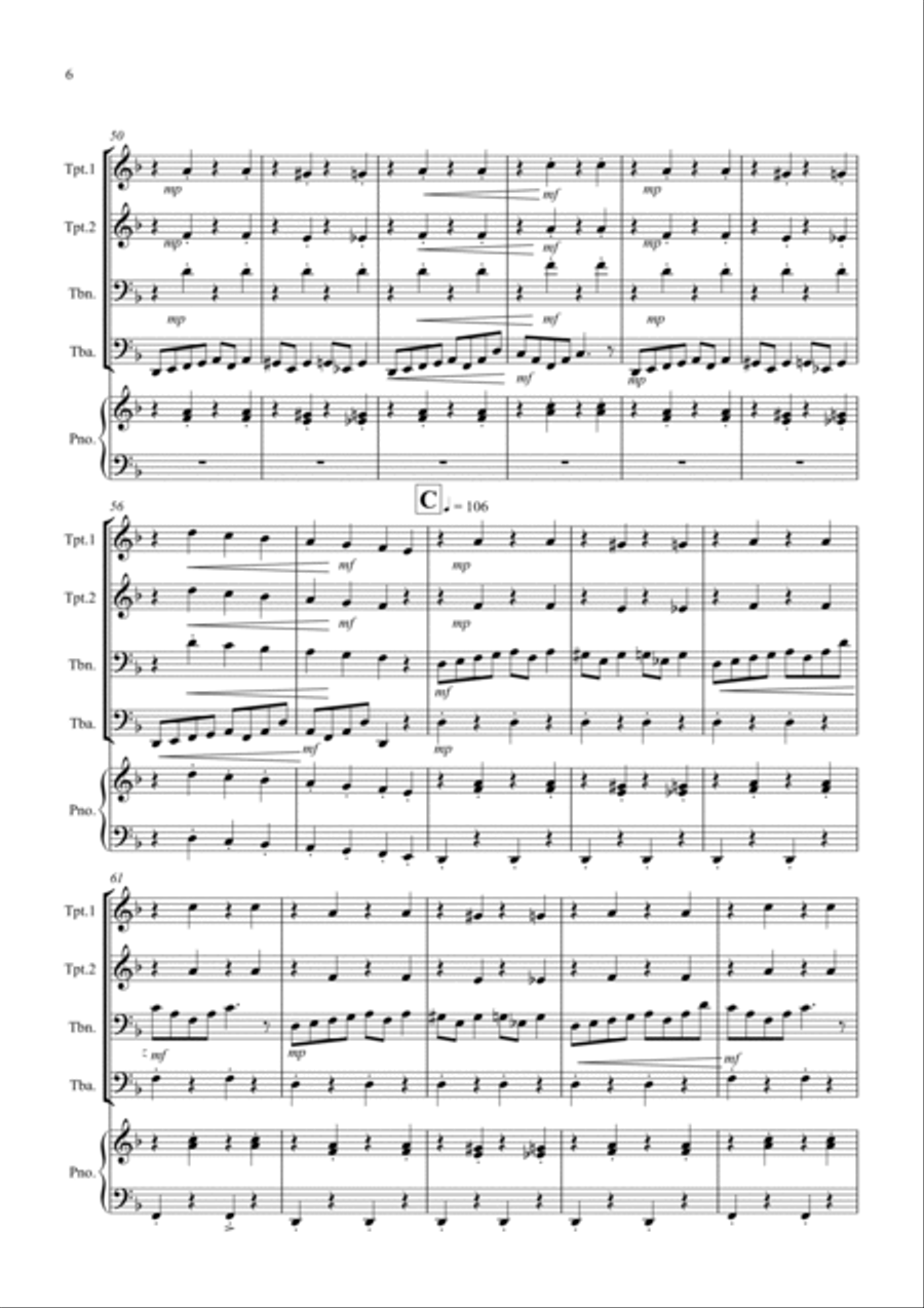 2 Classical Favourites for Brass Quartet (volume one) Brass Quartet scores gallery preview page 6