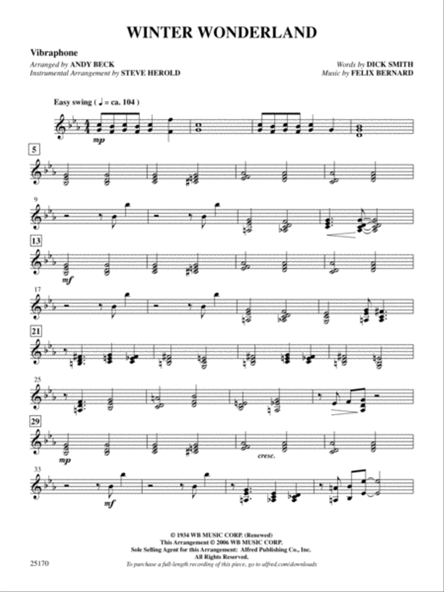 Winter Wonderland: Vibraphone Vibraphone scores gallery preview page 1