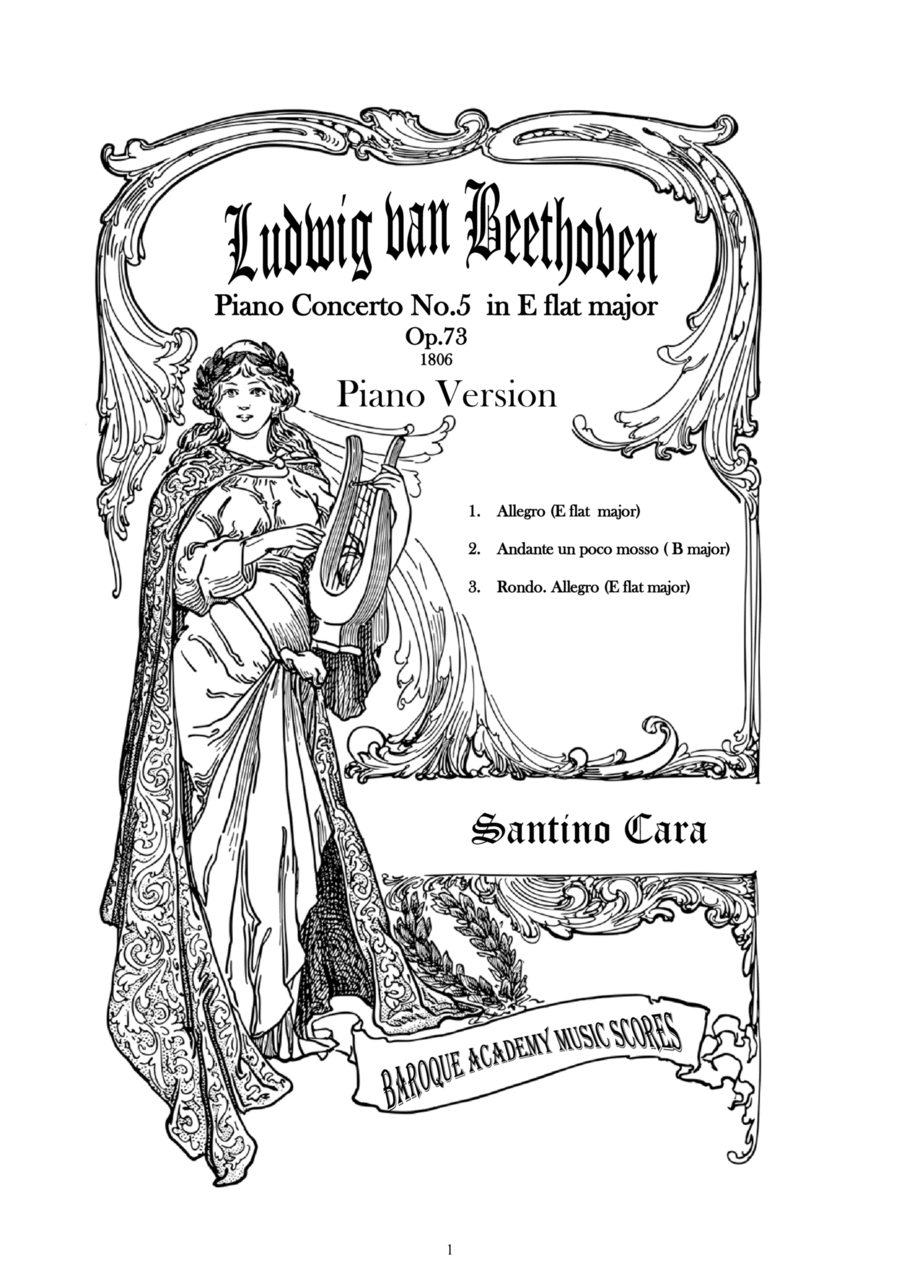 Beethoven - Piano Concerto No.5 in E flat major 'Emperor' Op.73 - Piano Version Piano Solo scores gallery preview page 1