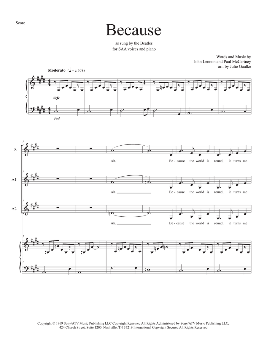Because Women's Choir scores gallery preview page 1