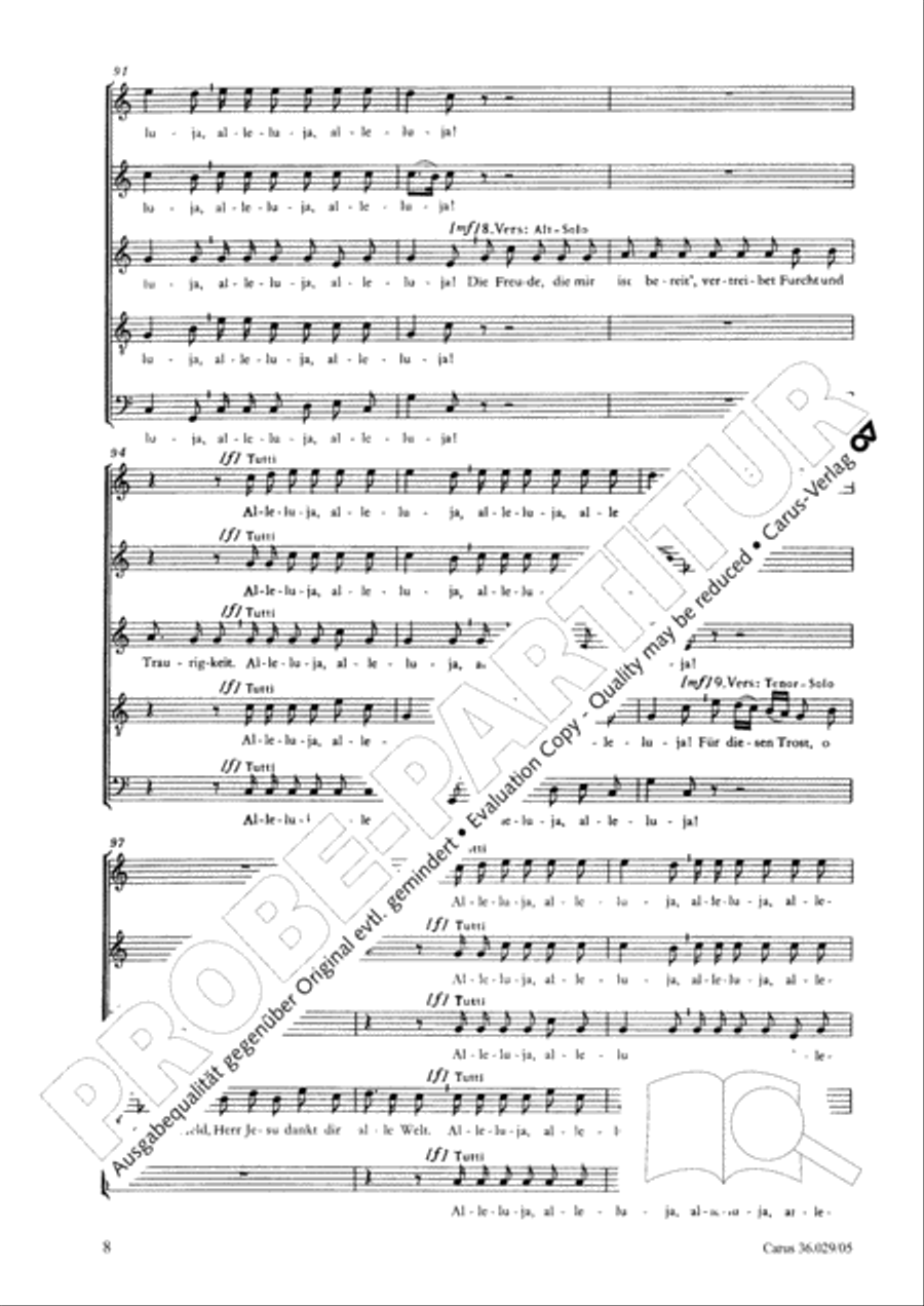 The voice of rejoicing and hope (Man singet mit Freuden vom Sieg) SSATB scores gallery preview page 9